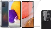 Samsung Galaxy A72 Hoesje Transparant Shock Case - 1x Samsung A72 Hoesje + 1x Screenprotector Glas + 1x Camera Screen Protector