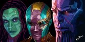 Gamora, Nebula en Thanos Pop Art