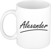 Alexander naam cadeau mok / beker met sierlijke letters - Cadeau collega/ vaderdag/ verjaardag of persoonlijke voornaam mok werknemers