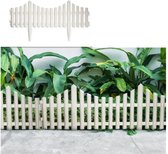6x stuks flexibele graskant/tuin rand/kantopsluiting hekjes delen van 60 cm wit - 33 cm hoog incl pinnen