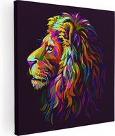 Artaza - Peinture sur toile - Lion coloré - Tête de lion - Abstrait - 40x40 - Klein - Photo sur toile - Impression sur toile