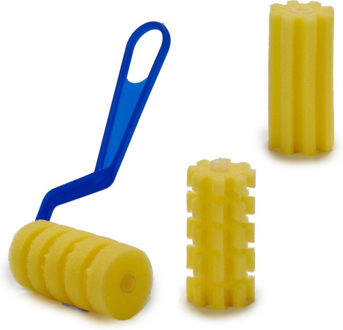 Pincello Patroonroller Foam Blauw/geel 4-delig