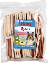 Kip/Vis Strips 1KG Voordeelverpakking - Hondensnacks - Kauwsnacks - Hondenbot - Kauwbot - Gedroogd - Kip