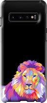 Samsung Galaxy S10 Telefoonhoesje - Extra Stevig Hoesje - 2 lagen bescherming - Met Dierenprint - Leeuw - Roze