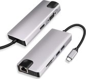 Garpex® 8-in-1 USB C Hub - 8-poorts USB Hub - HDMI - VGA - USB - Ethernet - Kaartlezer