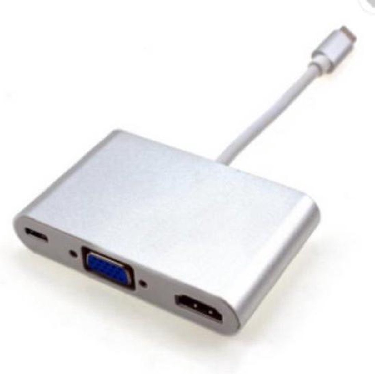 Garpex® USB C Hub - 3-in-1 USB 3.1 Type-C Hub naar HDMI - VGA - USB C