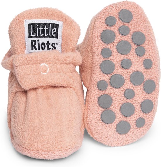 Little Riots - babyslofjes - antislip - fleece stepper - oud roze - slofjes  voor je | bol.com