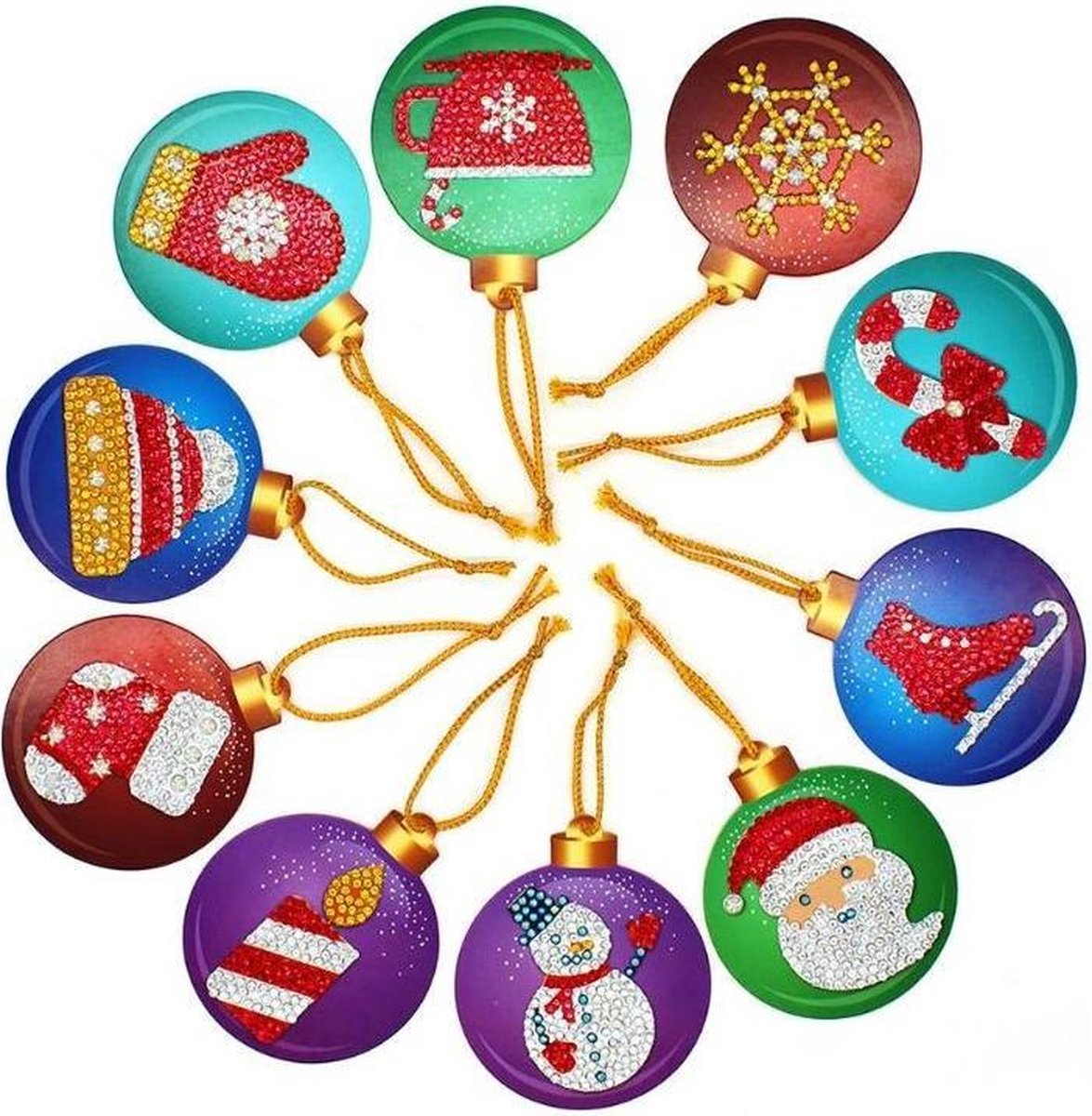 Diamond Painting Kerstballen 10 kartonnen kerstballen Nog te