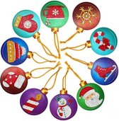 Diamond Painting Kerstballen - 10 kartonnen kerstballen - Nog te beplakken - Ronde steentjes - Hobbypakket - Compleet pakket