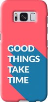 Samsung Galaxy S8 Telefoonhoesje - Premium Hardcase Hoesje - Dun en stevig plastic - Met Quote - Good Things - Rood