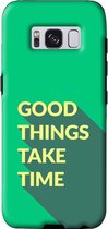 Samsung Galaxy S8 Telefoonhoesje - Extra Stevig Hoesje - 2 lagen bescherming - Met Quote - Good Things - Groen