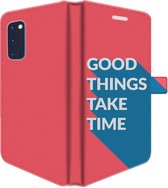 Samsung Galaxy S20 Telefoonhoesje - Portemonneehoesje  - Met pasjeshouder - Met Quote - Good Things - Rood