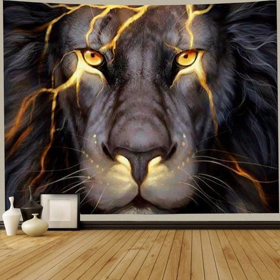 Ulticool - Lion Lion Head Nature - Tapisserie - 200x150 cm - Groot tapisserie - Affiche