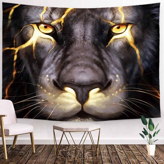 Ulticool - Lion Lion Head Nature - Tapisserie - 200x150 cm - Groot tapisserie - Affiche
