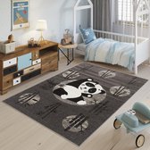 Tapiso Fiesta Vloerkleed Kinderkamer Donkergrijs Wit Panda Duurzaam Interieur Duurzaam Hoogwaardig Tapijt Maat - 60x110