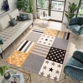 Tapiso Fiesta Vloerkleed Tiener Kinderkamer Geel Tapijt Maat- 120x170