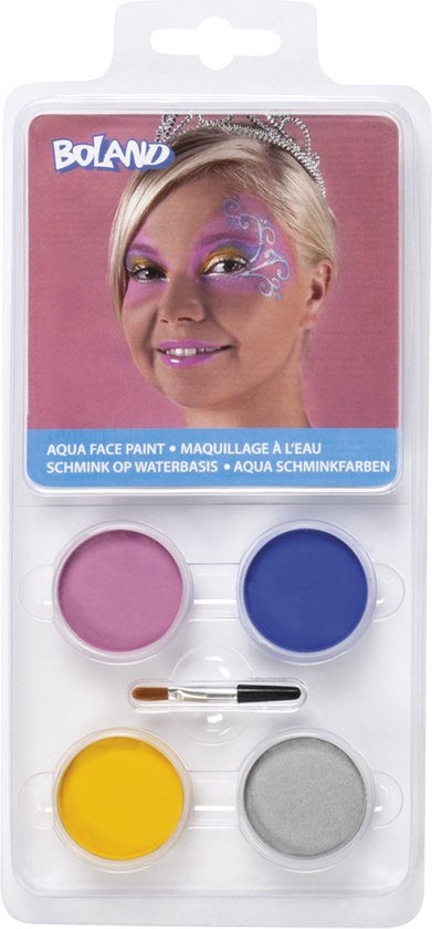 Boland Kit de maquillage aqua à base d'eau, applicateur, pinceau, masque, fête à thème, carnaval, Halloween
