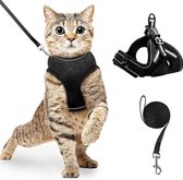 Kattentuigje met looplijn | Kattenharnas | met reflectiestrepen | Maat S/M