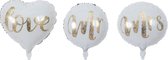 MR & MRS Ballon - Folie - 45cm - Ballon - Set van 3 - Trouwen - Trouw decoratie - Huwelijk Ballonnen - Leeg - Versiering - Bruid - Bruidegom - Love - Bruiloft