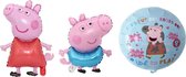 Peppa Pig en George Pig ballonnen -  set van 3 stuks - 74x49 cm - 50x39cm - verjaardag versiering kinderfeestje - Feestpakket - Peppa Big - George Big - Folie ballon -Feest - Leeg