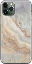 iPhone 11 Pro Hoesje - Siliconen Hoesje - Transparant - Flexibel - Shockproof - Met Marmerprint - Marmer - Goud