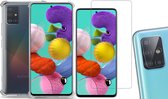 Samsung Galaxy A51 Hoesje Transparant Shock Case - 1x Samsung A51 Hoesje + 1x Screenprotector Glas + 1x Camera Screen Protector