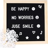 MEMOBORD - ZINAPS VILT Letter Board 25 x 25 cm Houten brievenschap met 460 letters en symbolen voor memo-bord opknoping in de familie Keukenkantoor bruiloft (WK 02131)