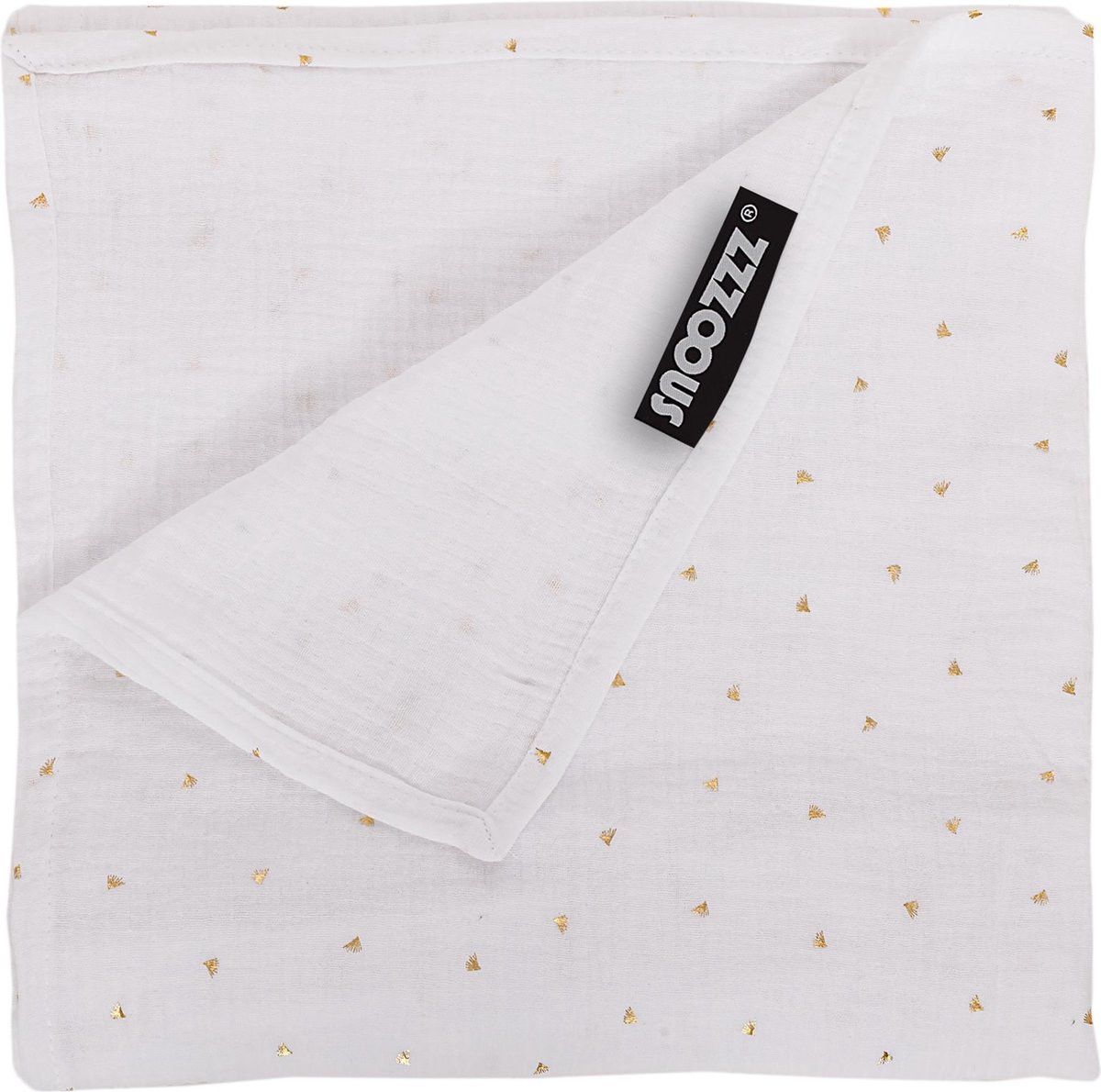 Goedkoopste Snoozzz Hydrofiel doek XL Swaddle - de beste kwaliteit zachte Hydrofiel - 100 katoen - 120 x 120 cm - Wit met goud