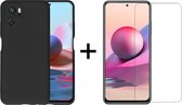 Xiaomi Redmi Note 10S hoesje zwart siliconen case hoes cover hoesjes - 1x Xiaomi Redmi Note 10S Screenprotector