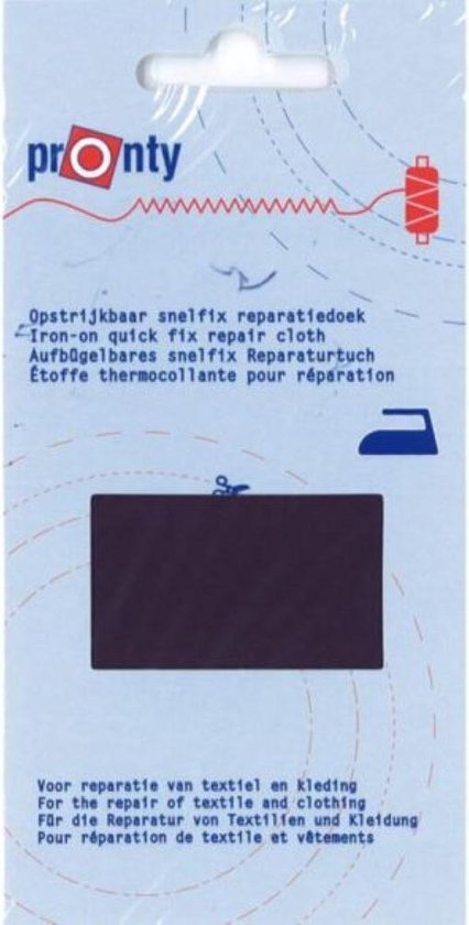 Pronty snelfix Reparatiedoek opstrijkbaar Marine (donkerblauw)  11 x 25 cm katoen