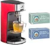 Senya Tea Time Theemaker, Rode Elektrische Theepot en 2 Blikken Les 2 Marmottes Thee (Tijm + Infusie des Marmottes)