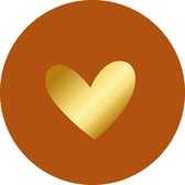 Sluitsticker - Sluitzegel Gouden Hart | Cognac / Camel / Roest / Terra Bruin – Goud | Bedankje – Envelop | Hart - Hartje | Chique | Envelop stickers | Cadeau – Gift – Cadeauzakje –