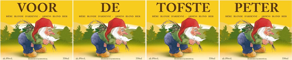 La Chouffe Bier etiketten 'Voor de Tofste Peter' (4 stuks) - Peter Cadeau - Waterafstotende Vinyl bier stickers