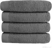 HOOMstyle Handdoeken Set - 60x110cm - 4 stuks - Hotelkwaliteit - 100% Katoen 650gr - Grijs / Antraciet