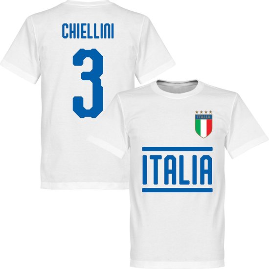 Italië Chiellini 3 Team T-Shirt - Wit - 4XL