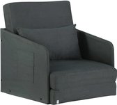 Nancy's Norco Slaapfauteuil - Slaapbank - Opklapbare Bank - Eenpersoons - Zijzakken - Wasbare Hoes - Grijs - 70 x 74 x 78 cm