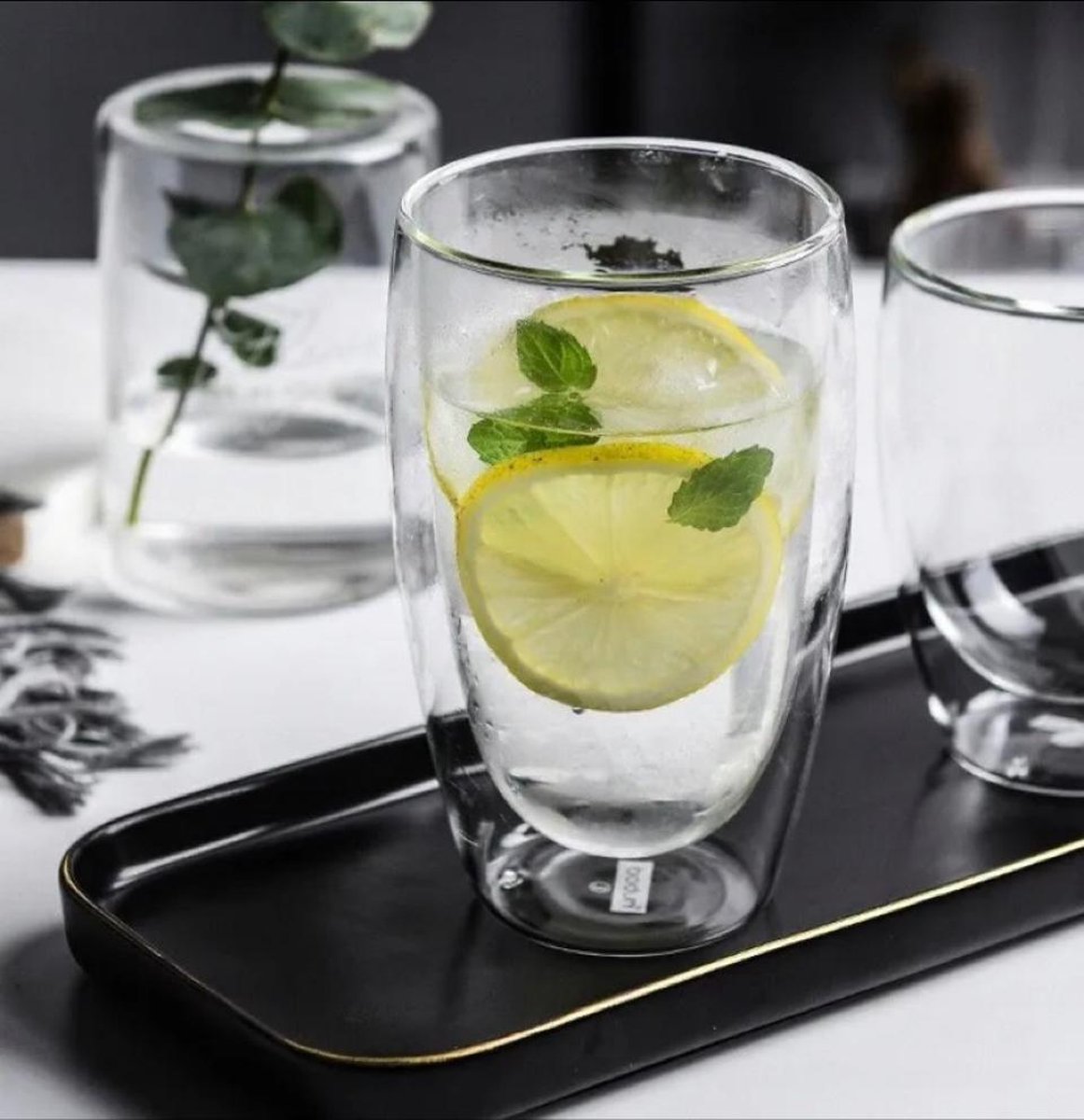 Verres à Double Paroi Lot de 4400ml Verres à Café Mug Tasse en Verre Borosilicate pour