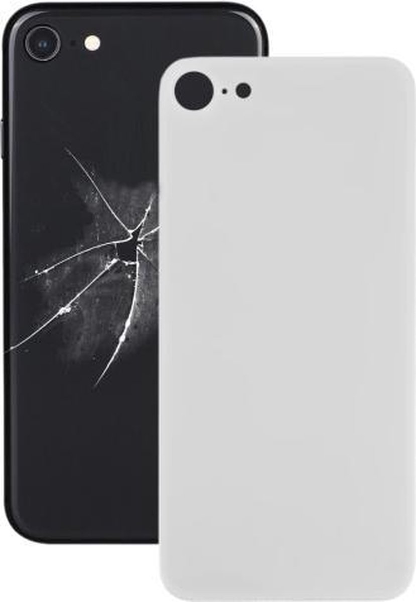 iPhone 8 - Achterkant glas / Back cover glas / Behuizing glas - Big Hole - Wit