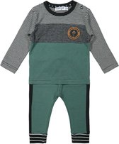 Dirkje - Boys 2 pce babysuit ls trousers Sage + anthracite - maat 68