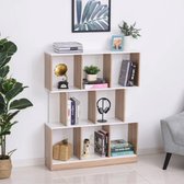 Nancy's Holiday Boekenkast - Opbergkast - 8 Open Vakken - 3 Niveaus - MDF - Naturel - Wit - 100 x 30 x 124 cm