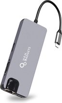 M&M Gadgets® 8 in 1 usb c hub - 2 USB 3.0 SD TF kaartlezer - 4K HDMI - Grijs
