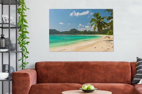 Toile Peinture Tropical - Water - Blauw - 140x90 cm - Décoration murale