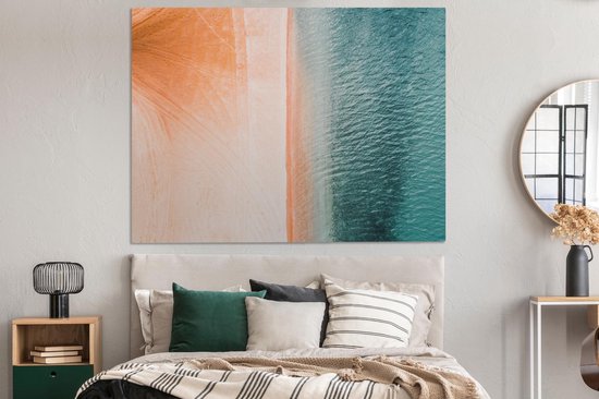 Toile Peinture Plage - Sable - Couleurs - 160x120 cm - Décoration murale XXL