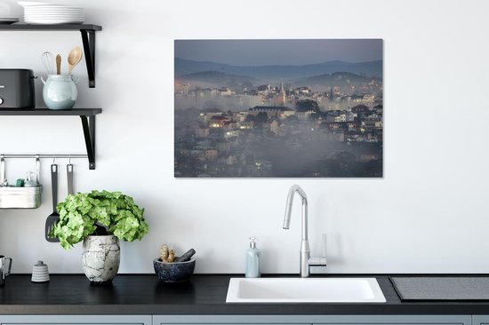 Tableau Toile Turin - Brouillard - Ville - 60x40 cm - Décoration murale
