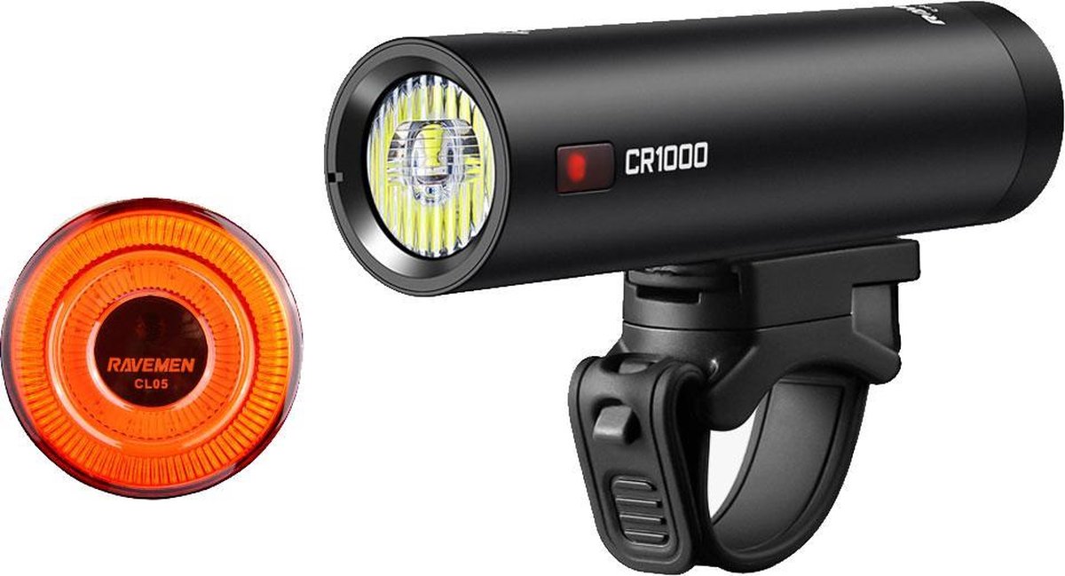 Ravemen Fietsverlichtings Set LS20 combi (CR1000 koplamp+CL05 achterlicht met lichtsensor)