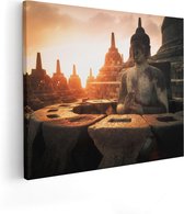 Artaza Canvas Schilderij Boeddha Beeld In Een Tempel - 50x40 - Foto Op Canvas - Canvas Print