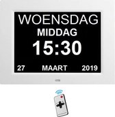 Kalenderklok Digitale Dementie klok, Kalender met datum, tijd en alarm / ochtend | middag | avond aanduiding, 8 Inch Display, Wit