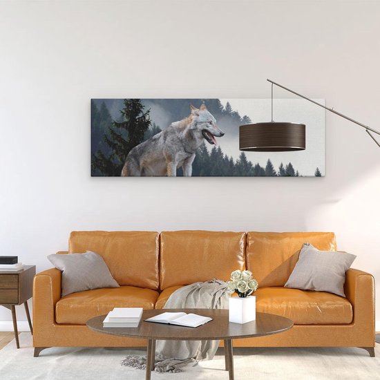 Artaza Peinture Sur Toile Loup Gris Dans Les Forêts - 120x40 - Groot - Photo Sur Toile - Impression Sur Toile