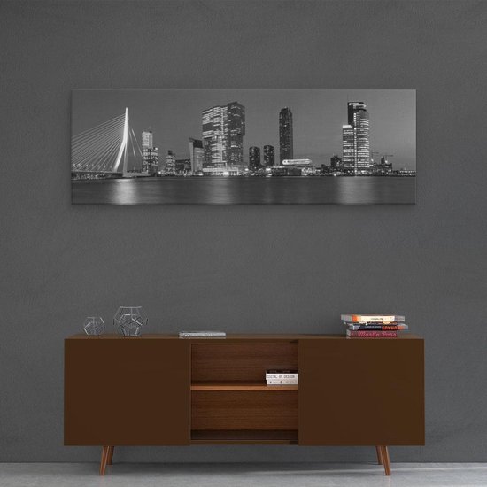 Artaza - Toile Peinture - Rotterdam Skyline - Zwart Wit - 120x40 - Groot - Photo Sur Toile - Impression Sur Toile