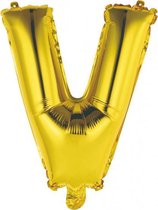 folieballon Letter V 34 cm goud